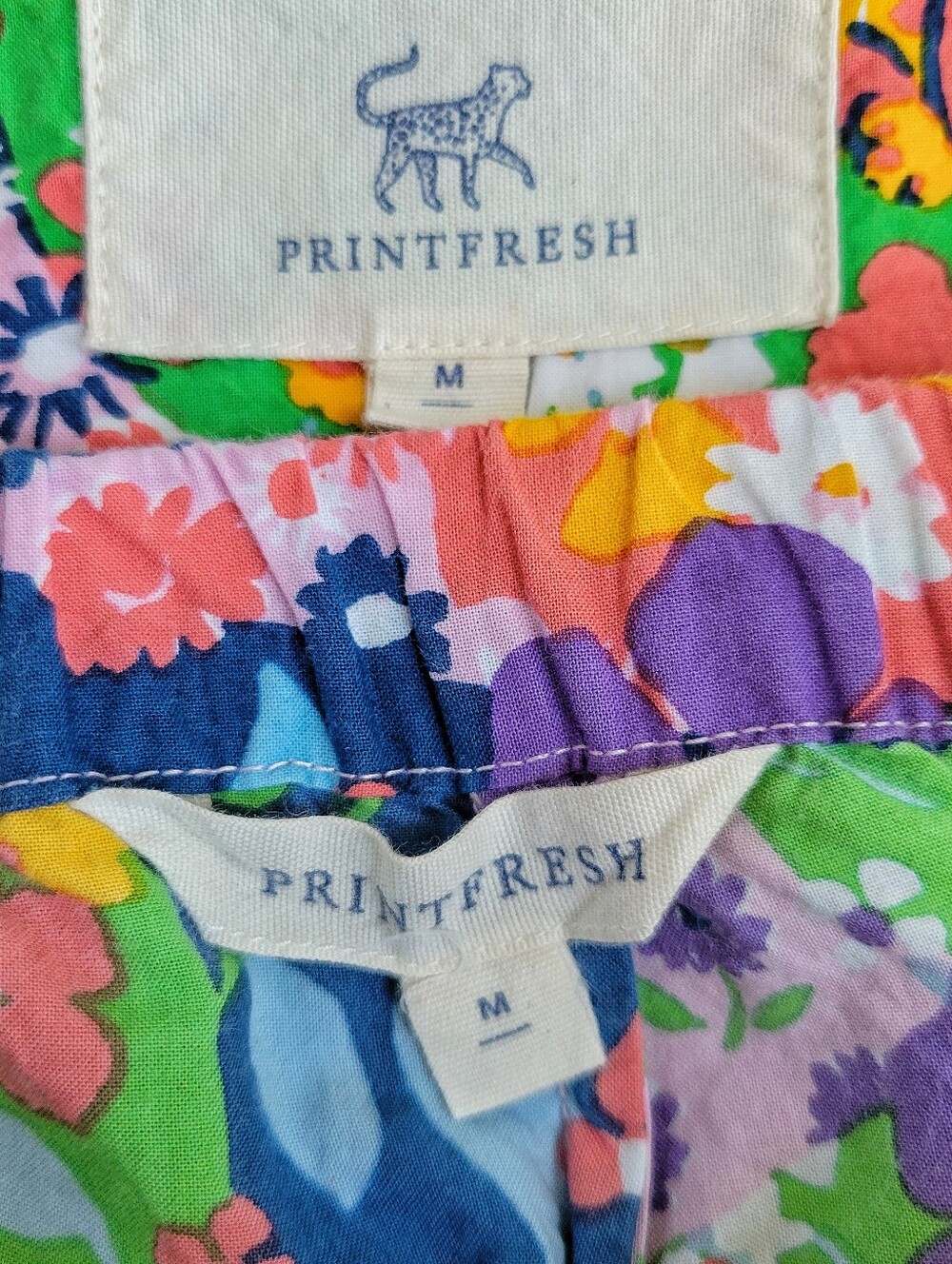 Printfresh Pajamas Flower Power Cotton Short Sleeve Cropped Floral Lion Size M - Picture 9 of 11